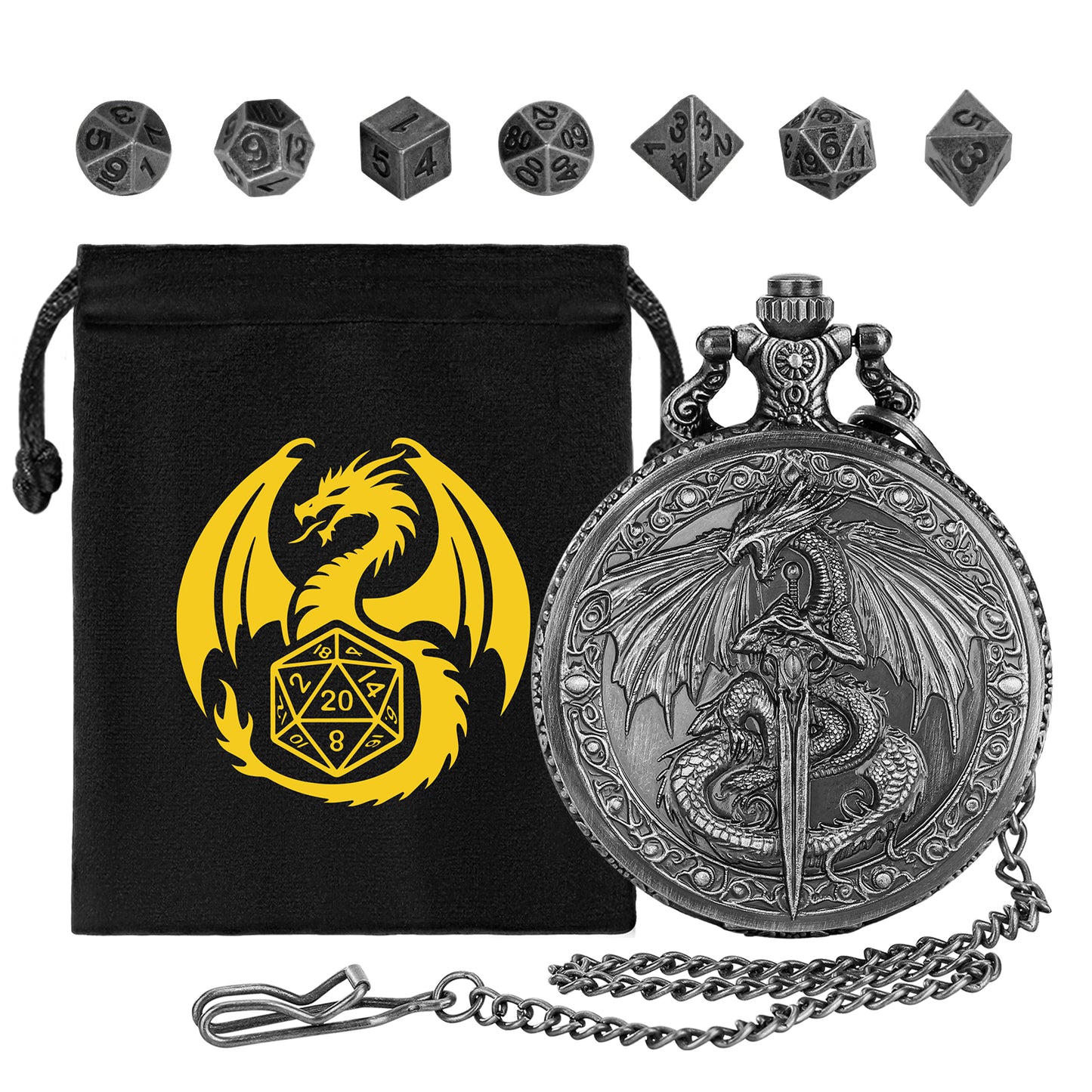 DND Style Dice Keeper. Always manage to keep your dice on you with this handy pocket watch style dice case. Roll for initiative at any party with these micro dice.