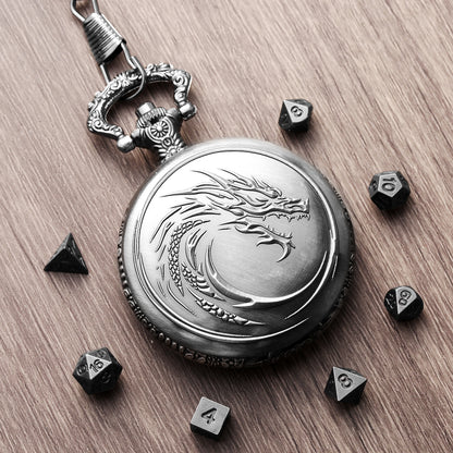 Retro Alloy Curved Faucet Pocket Watch Dice Set DND Game Specific 7-piece Set Made Of Old Craftsmanship Dice Storage Box, Portable Game Accessories, Essential For Board Game Accessories