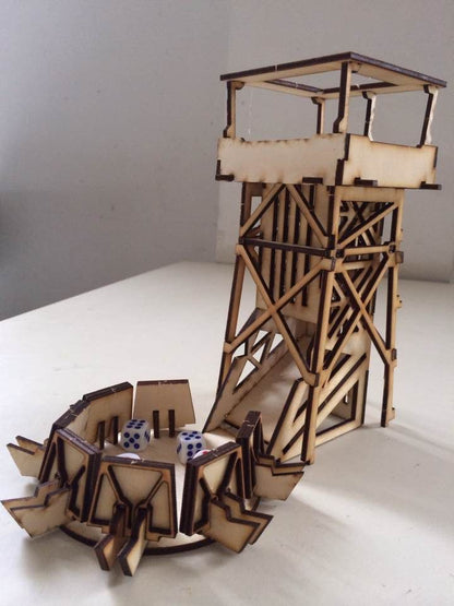 Wooden four-corner tower dice tower