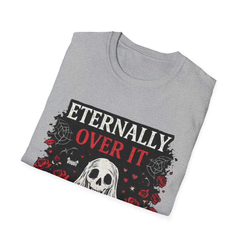 Eternally Over It T-Shirt — Goth Ghost Graphic Tee with Roses