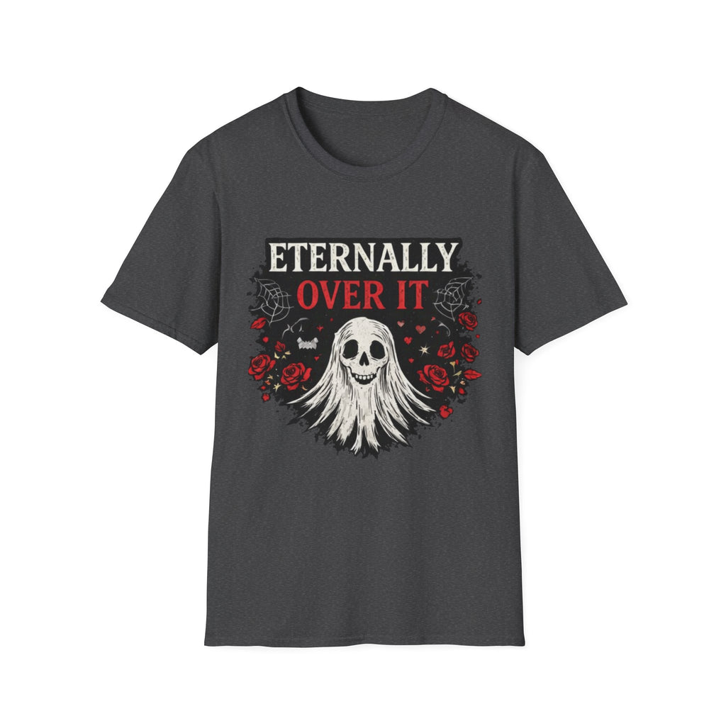 Eternally Over It T-Shirt — Goth Ghost Graphic Tee with Roses