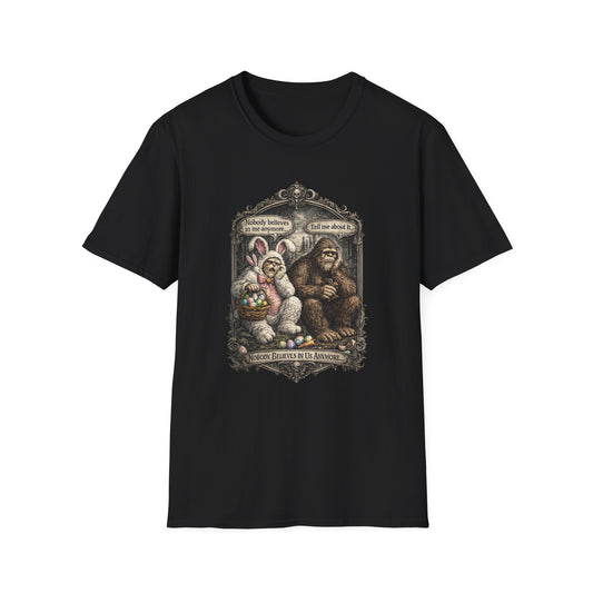 Bigfoot Easter T-Shirt — Funny Sasquatch & Bunny 'Some Bunny Is Watching' Graphic Tee