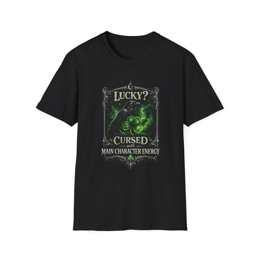 T-Shirt — "Lucky? Cursed: Main Character Energy" Fantasy Gamer Tee