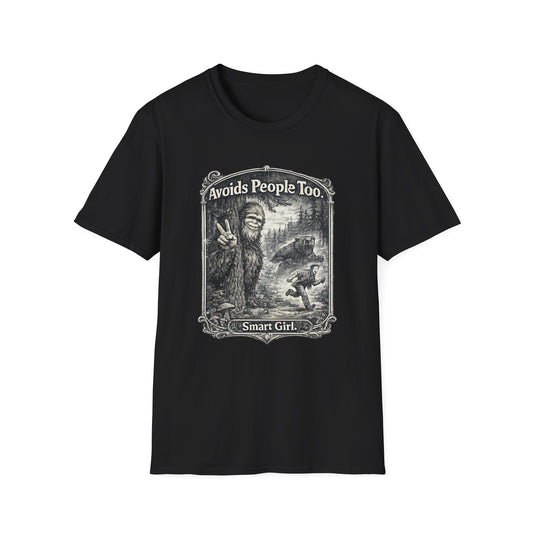 Avoids People Too T-Shirt — 'Smart Girl' Sasquatch Vintage Graphic Tee