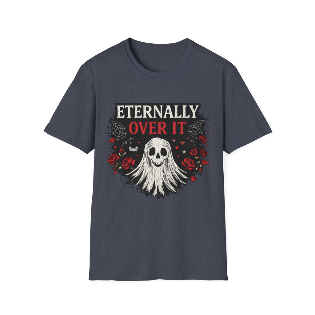 Eternally Over It T-Shirt — Goth Ghost Graphic Tee with Roses