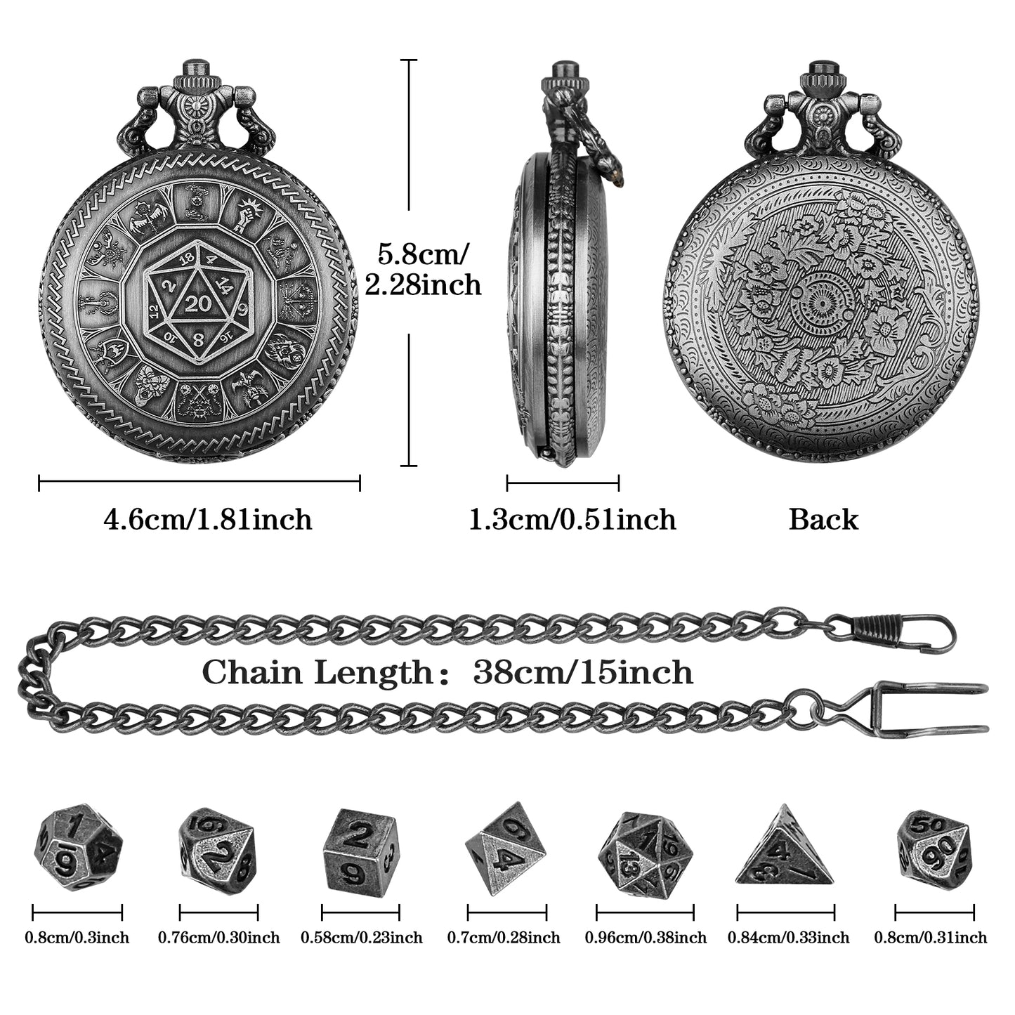 Creative Retro Metal Center Dice Set, Steampunk Pocket Case, Equipped With 7 Mini DND Game Polyhedral Metal Dice, Enhancing RPG Gaming Experience, Providing Collectible Gifts For Board Game Players