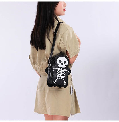 Halloween Skull Shoulder Bag Y2K Fashion Funny Cute Messenger Crossbody Bags Women Small Phone Bag