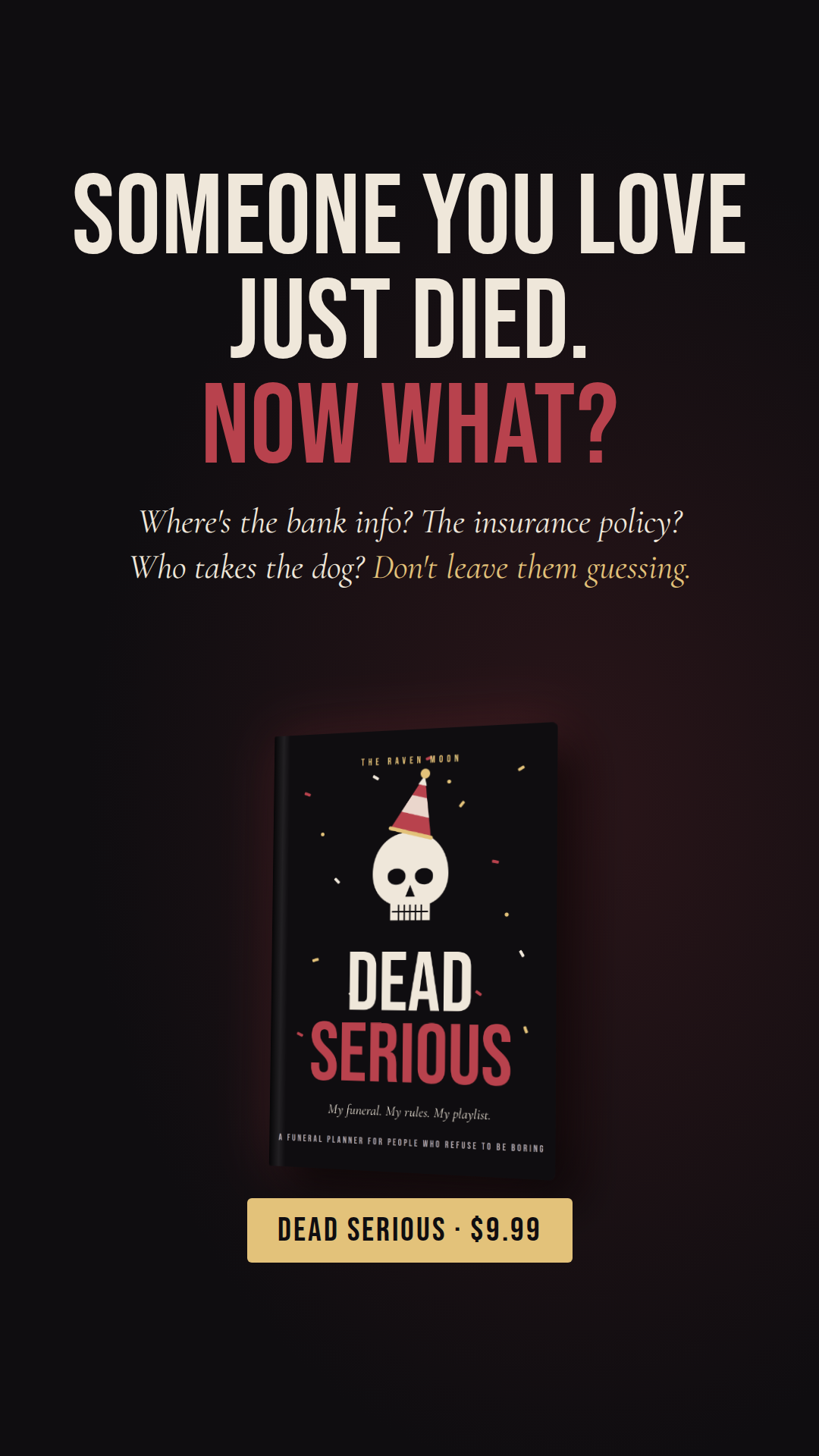 Dead Serious — Printable Funeral Planner