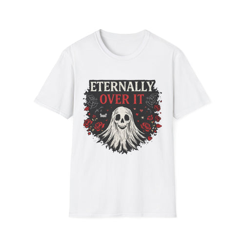 Eternally Over It T-Shirt — Goth Ghost Graphic Tee with Roses