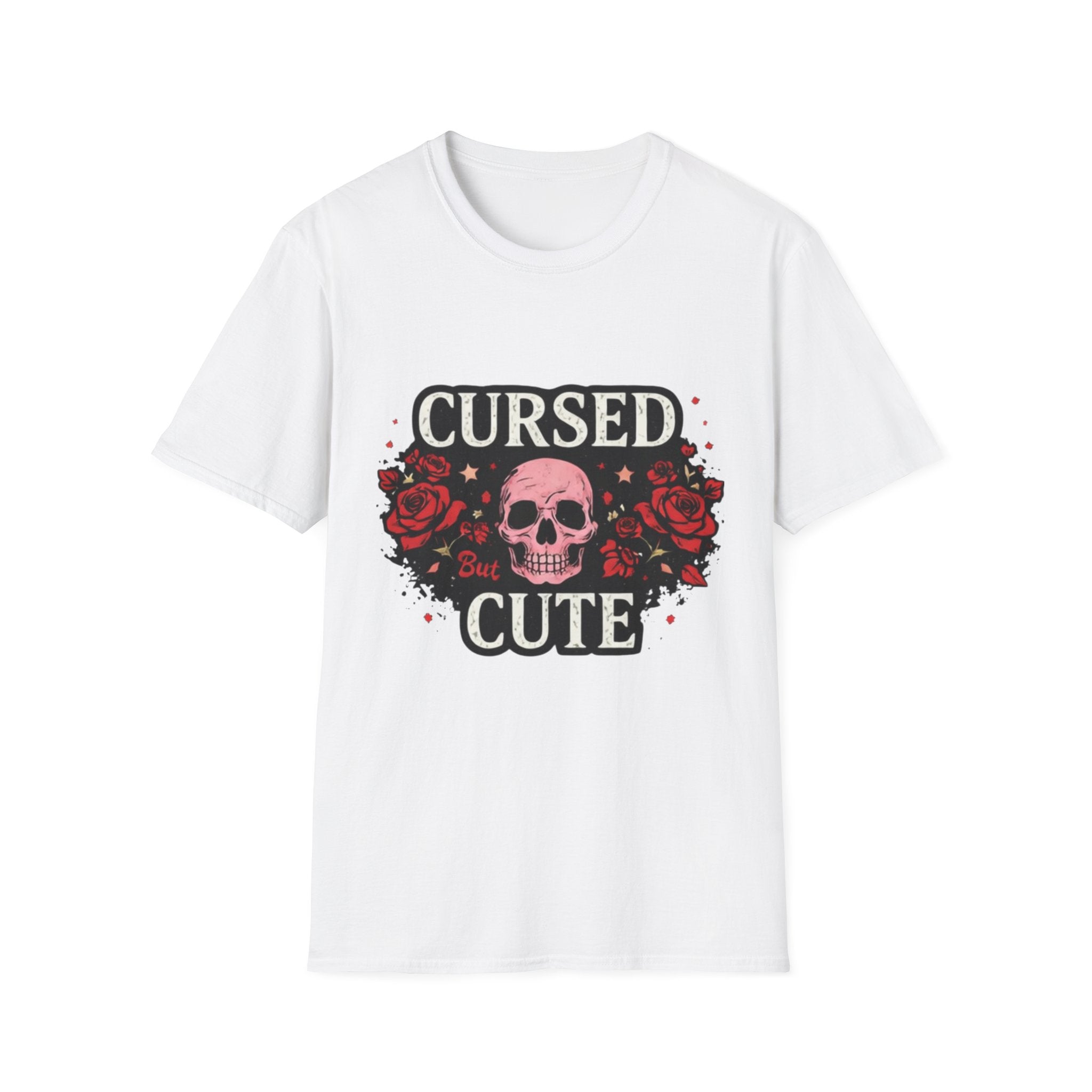 Cursed But Cute Skull Tee — Floral Gothic Halloween T-Shirt