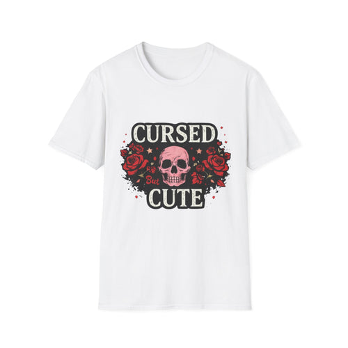 Cursed But Cute Skull Tee — Floral Gothic Halloween T-Shirt
