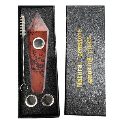 Natural Raw Stone Polished Obsidian Crystal Smoking Pipe Six-sided Single Tip Smoking Pipe