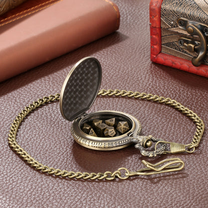 Retro Alloy Curved Faucet Pocket Watch Dice Set DND Game Specific 7-piece Set Made Of Old Craftsmanship Dice Storage Box, Portable Game Accessories, Essential For Board Game Accessories