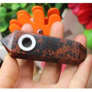 Natural Raw Stone Polished Obsidian Crystal Smoking Pipe Six-sided Single Tip Smoking Pipe