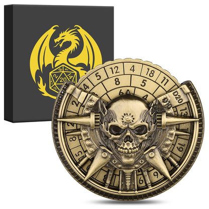 Private Model Skeleton Metal Wheel Dice Gift Box, Board Game Accessories Gothic Style D20, D10 Dice RPG Role-playing Game Dice Fingertip Retro Compass Desktop Role-playing Game Chip Gift