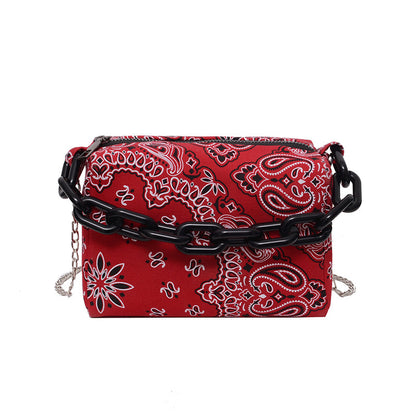 Chain Messenger Bag Cashew Flower Shoulder Pouch