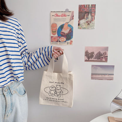Cute Printed Bento Japanese Hand-carried Canvas Pouch