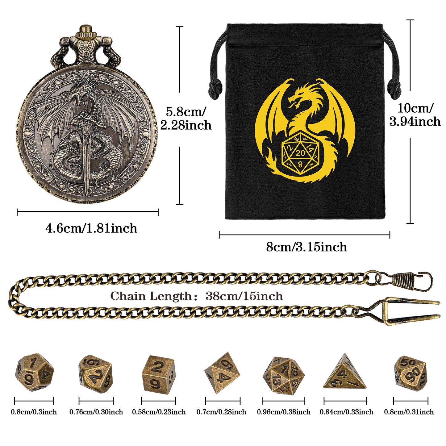 DND Style Dice Keeper.  Always manage to keep your dice on you with this handy pocket watch style dice case. Roll for initiative at any party with these micro dice.