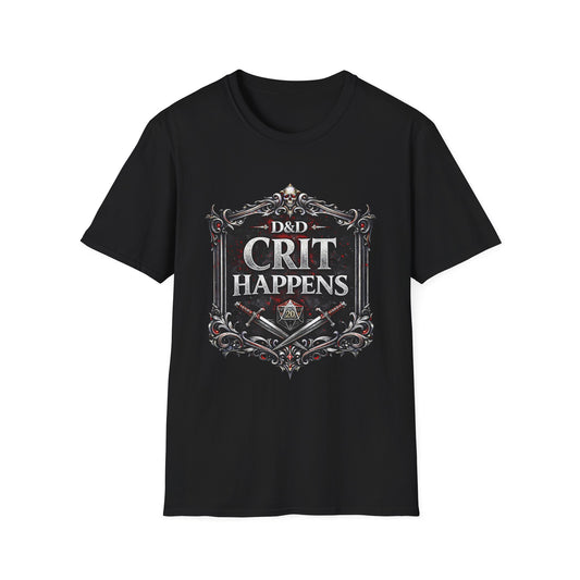 D&D "Crit Happens" T-Shirt — Fantasy RPG Gamer Tee