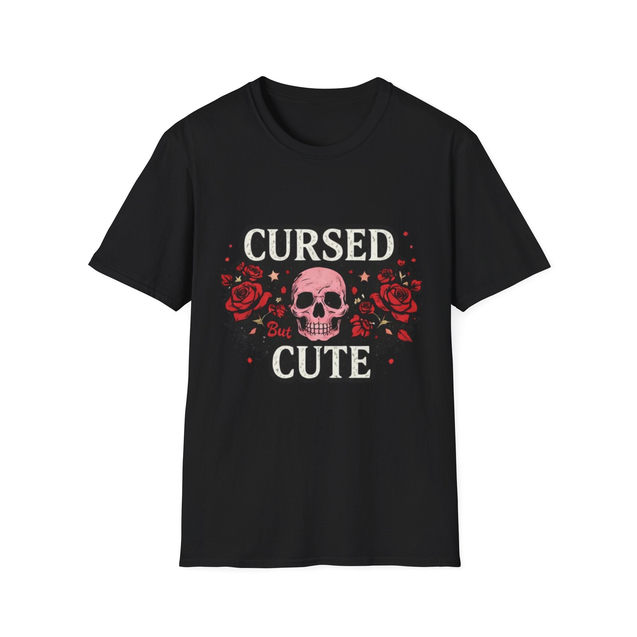 Cursed But Cute Skull Tee — Floral Gothic Halloween T-Shirt