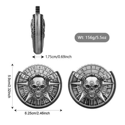 Private Model Skeleton Metal Wheel Dice Gift Box, Board Game Accessories Gothic Style D20, D10 Dice RPG Role-playing Game Dice Fingertip Retro Compass Desktop Role-playing Game Chip Gift
