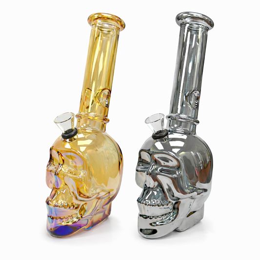 8″ Skull Glass Bong – Metallic Finish [GP2047]