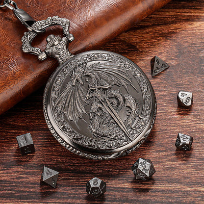 DND Style Dice Keeper.  Always manage to keep your dice on you with this handy pocket watch style dice case. Roll for initiative at any party with these micro dice.