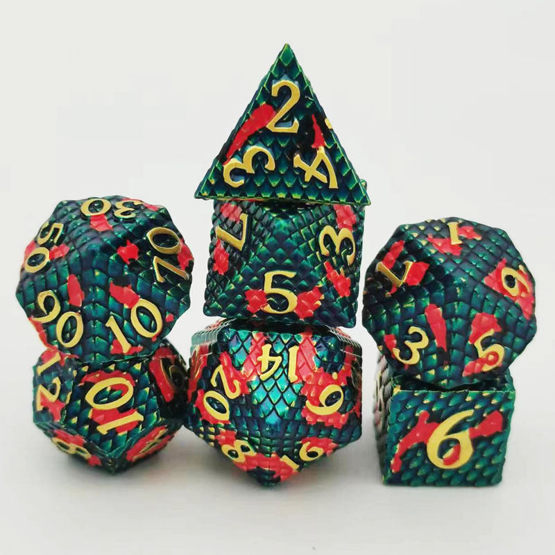 Dragon Scale Mixed Color Multi-sided Digital Metal Dice