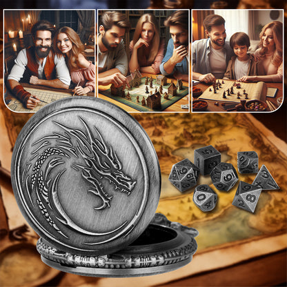 Retro Alloy Curved Faucet Pocket Watch Dice Set DND Game Specific 7-piece Set Made Of Old Craftsmanship Dice Storage Box, Portable Game Accessories, Essential For Board Game Accessories