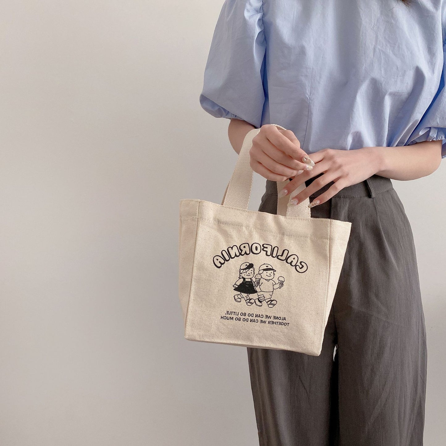Cute Printed Bento Japanese Hand-carried Canvas Pouch