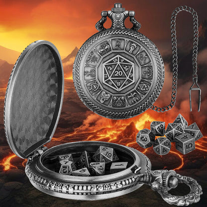 Creative Retro Metal Center Dice Set, Steampunk Pocket Case, Equipped With 7 Mini DND Game Polyhedral Metal Dice, Enhancing RPG Gaming Experience, Providing Collectible Gifts For Board Game Players