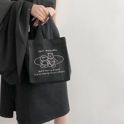 Cute Printed Bento Japanese Hand-carried Canvas Pouch