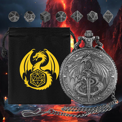 DND Style Dice Keeper.  Always manage to keep your dice on you with this handy pocket watch style dice case. Roll for initiative at any party with these micro dice.