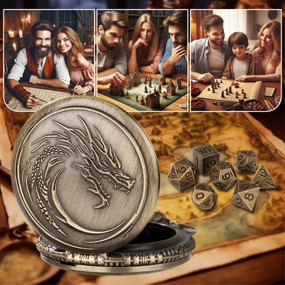 Retro Alloy Curved Faucet Pocket Watch Dice Set DND Game Specific 7-piece Set Made Of Old Craftsmanship Dice Storage Box, Portable Game Accessories, Essential For Board Game Accessories