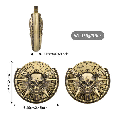 Private Model Skeleton Metal Wheel Dice Gift Box, Board Game Accessories Gothic Style D20, D10 Dice RPG Role-playing Game Dice Fingertip Retro Compass Desktop Role-playing Game Chip Gift