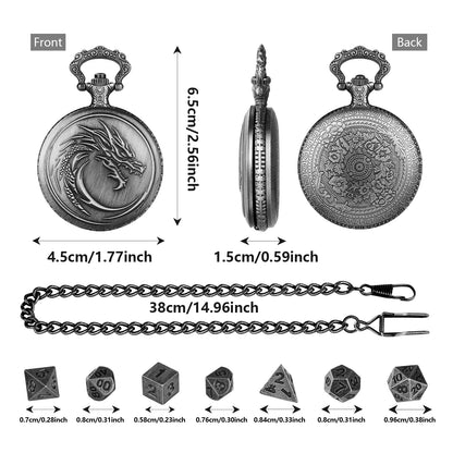 Retro Alloy Curved Faucet Pocket Watch Dice Set DND Game Specific 7-piece Set Made Of Old Craftsmanship Dice Storage Box, Portable Game Accessories, Essential For Board Game Accessories