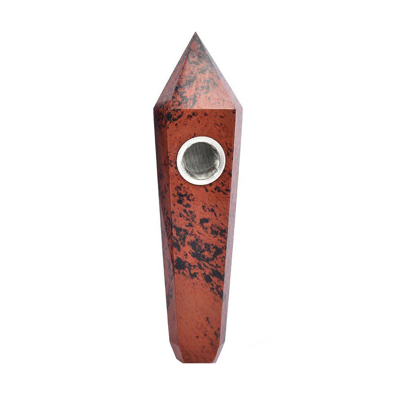 Natural Raw Stone Polished Obsidian Crystal Smoking Pipe Six-sided Single Tip Smoking Pipe